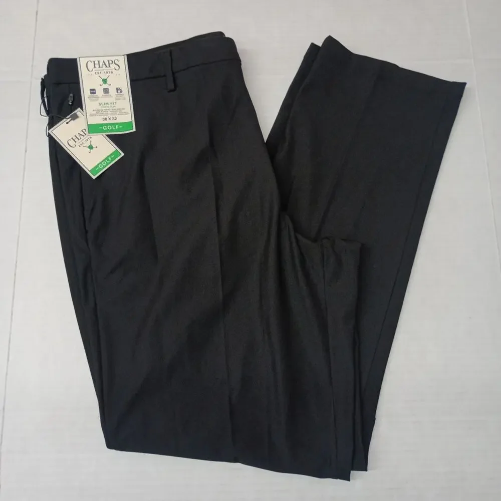 Chaps Golf Performance Slim Fit Pants‎ Men's 38x32 Black Stretch Waistband